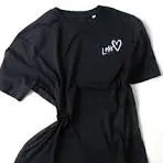 black tee embroidered with love images